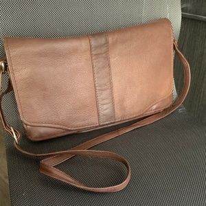 Vintage Brown Genuine Leather Bag/ Purse with strap/ crossbody